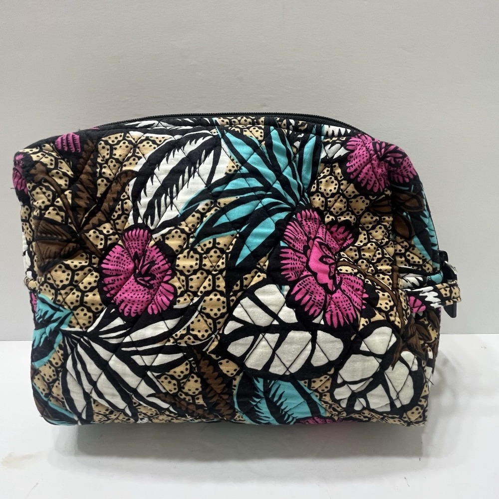 Vera Bradley Cosmetic Makeup Bag Medium Escapade Lined 9x7.5" Zip Closure